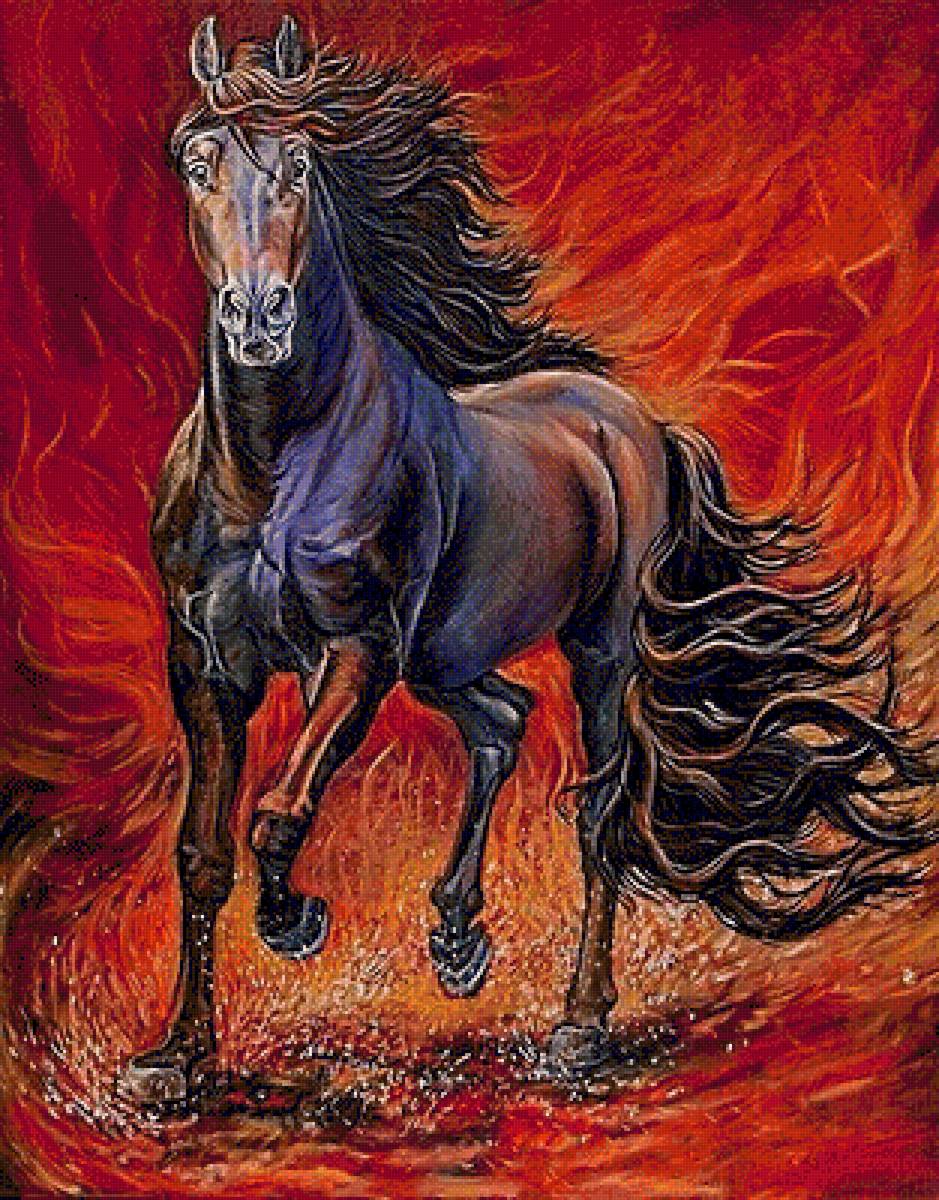 конь-огонь - домашние животные, конь, пламя, огонь, лошадь - предпросмотр