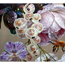 Оригинал схемы вышивки «Цветочно-ягодная с пчёлами.» (№2038356)