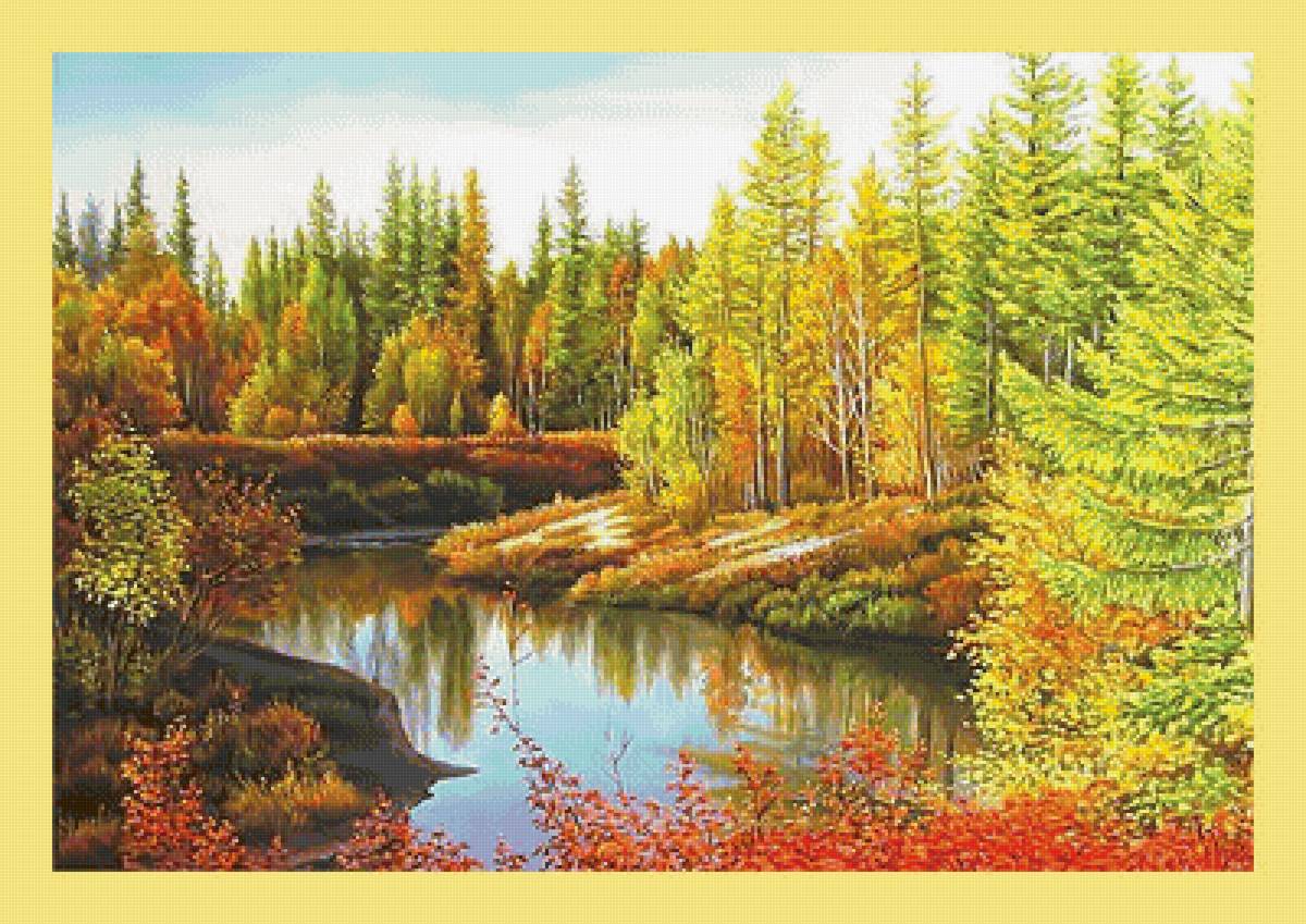 Серия "Пейзаж". Осень - речка, пейзаж, лес, природа - предпросмотр