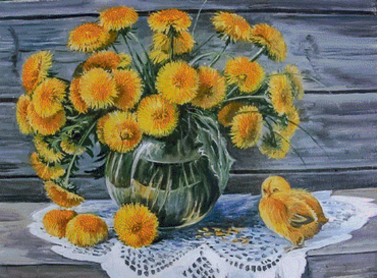 Dandelions. - andrey chernyshev painter.flowers and gardens. - предпросмотр
