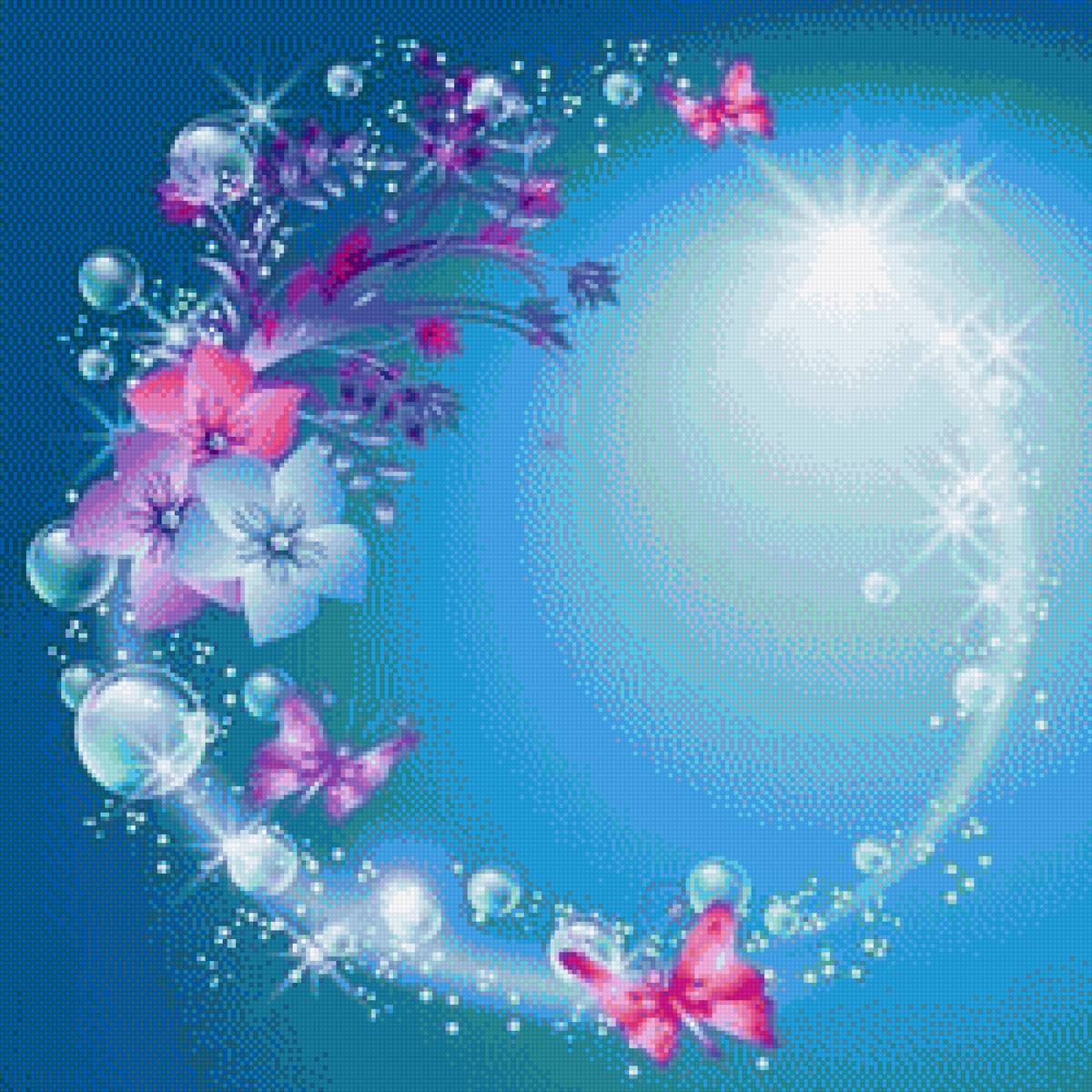 фантазия - цветы, подушка - предпросмотр