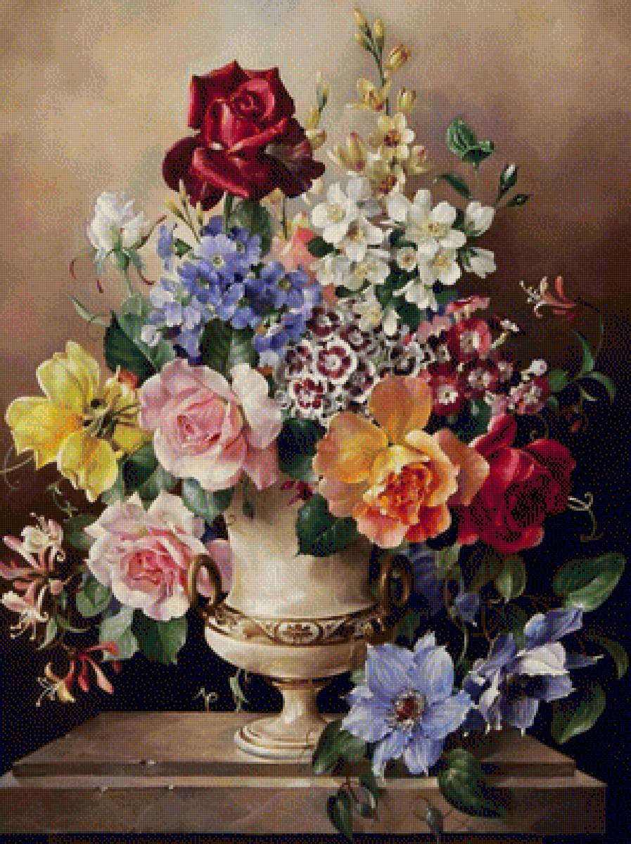 Букет в белой вазе - картины зарубежных художников - предпросмотр