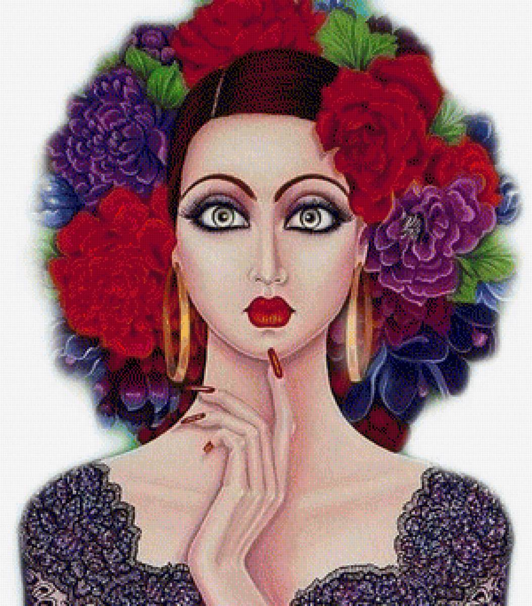 Mujer con mucho colorido - gema - предпросмотр