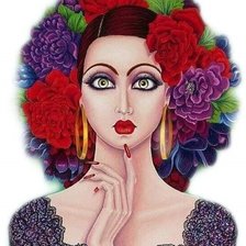 Схема вышивки «Mujer con mucho colorido»