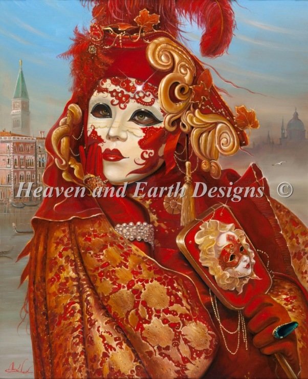 Карнавальная маска в красном - карнавальная маска, карнавал, театр, картина, маска - оригинал