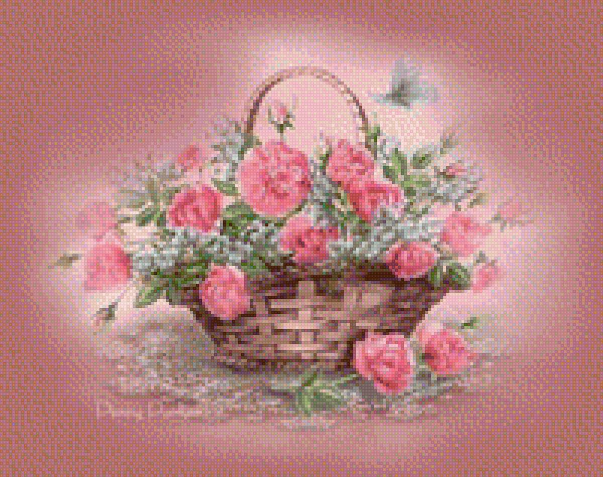 Корзинка с розами - подарок, розы, корзинка, поздравление, букет, цветы - предпросмотр
