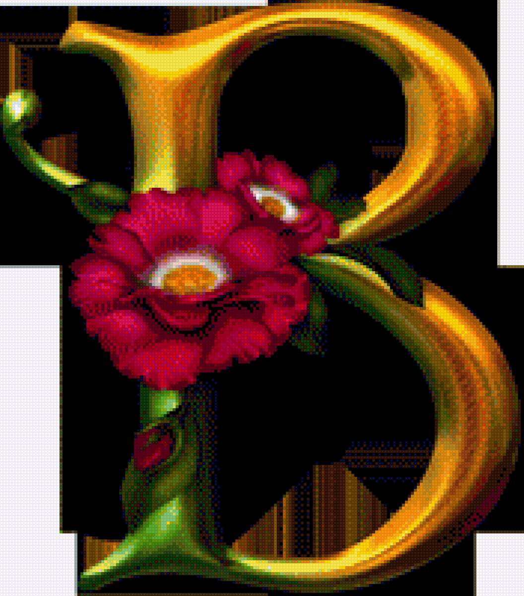 Алфавит с цветами - цветы, английский, алфавит, абетка - предпросмотр