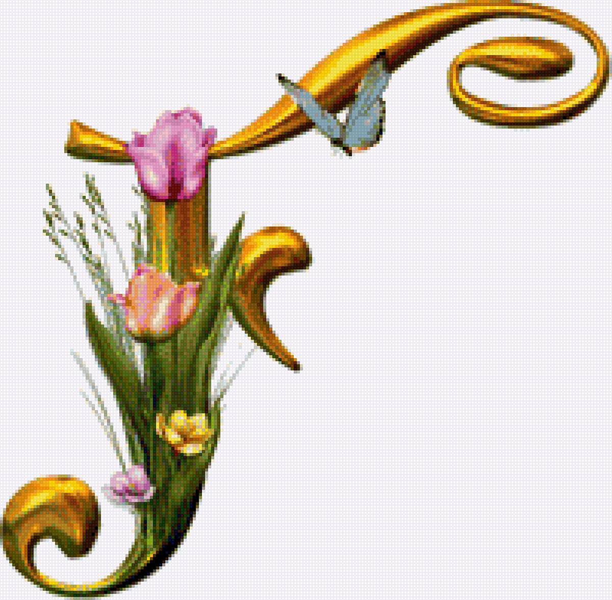 Алфавит с цветами - абетка, цветы, алфавит, английский - предпросмотр