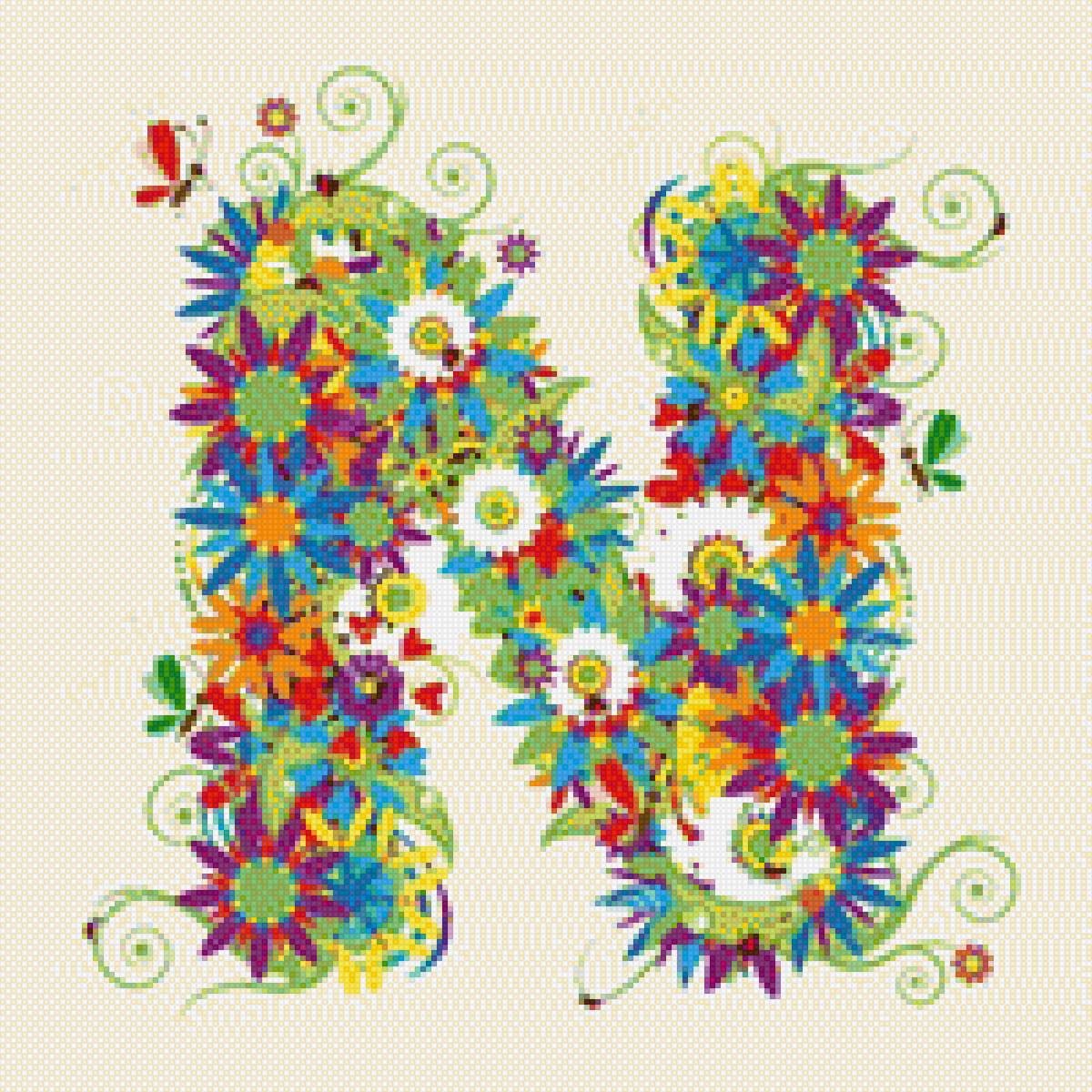 Алфавит с цветами - алфавит, английский, цветы, абетка - предпросмотр