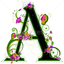 Шаблон цветочный буквы А