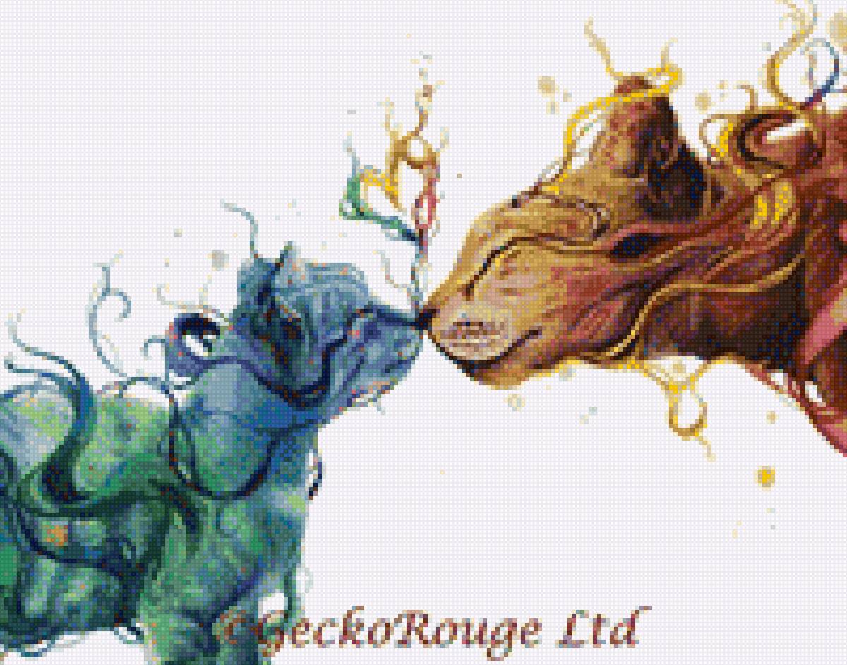 Кошачьи поцелуи - животные, поцелуй, домашние любимцы, кошка, встреча - предпросмотр