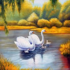 Схема вышивки «лебеди»