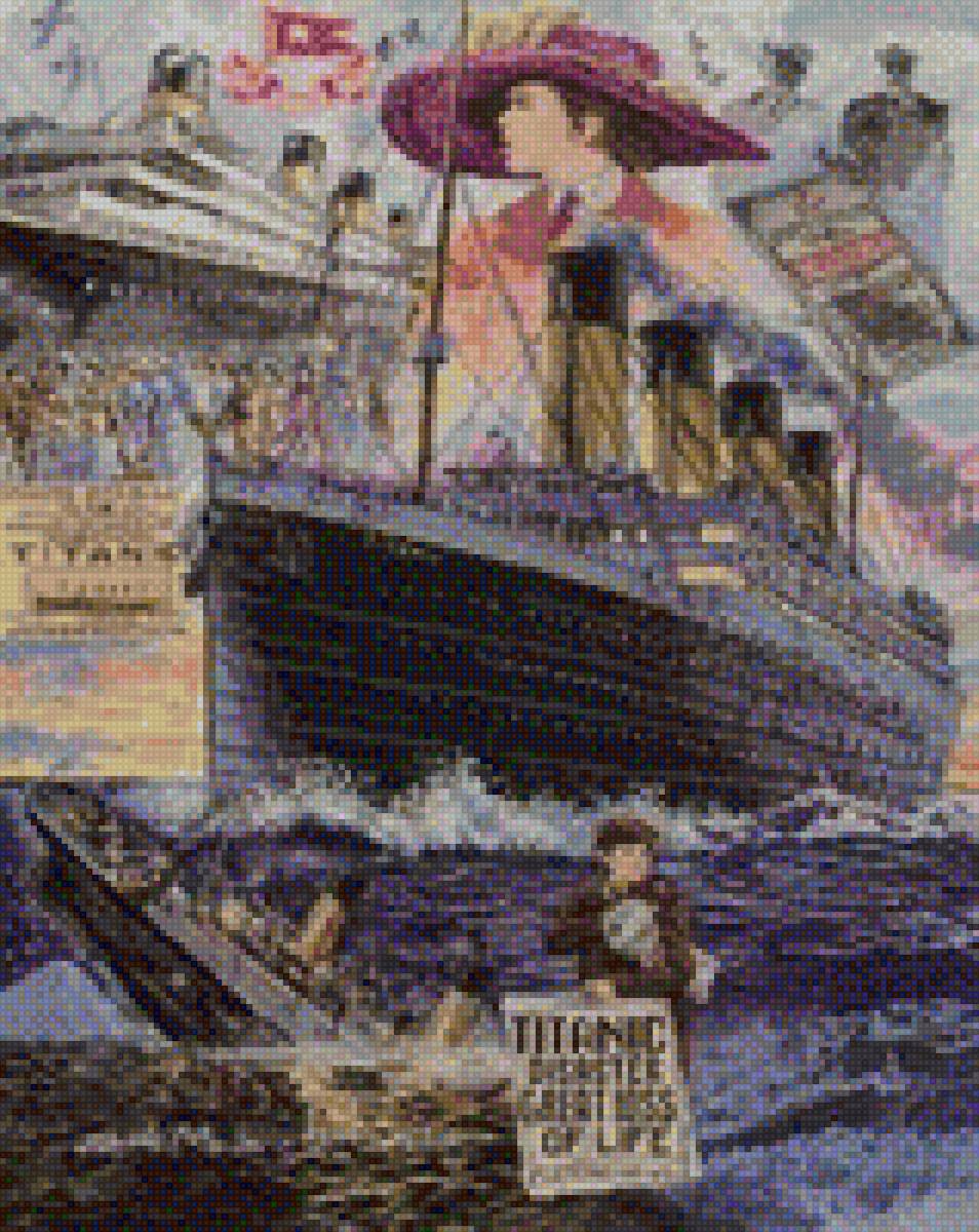 Корабль Титаник - корабль, океан, картина, титаник, катастрофа, пассажиры - предпросмотр