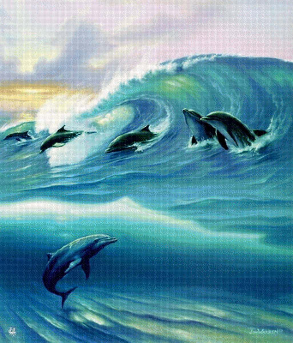 Удивительная красота реки озера или моря рисунок. Картины море Джим Уоррен. Джим Уоррен дельфины. Картины Джим Уоррен Дельфин. Алмазная мозаика дельфины 40х50.