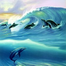 Схема вышивки «дельфины»