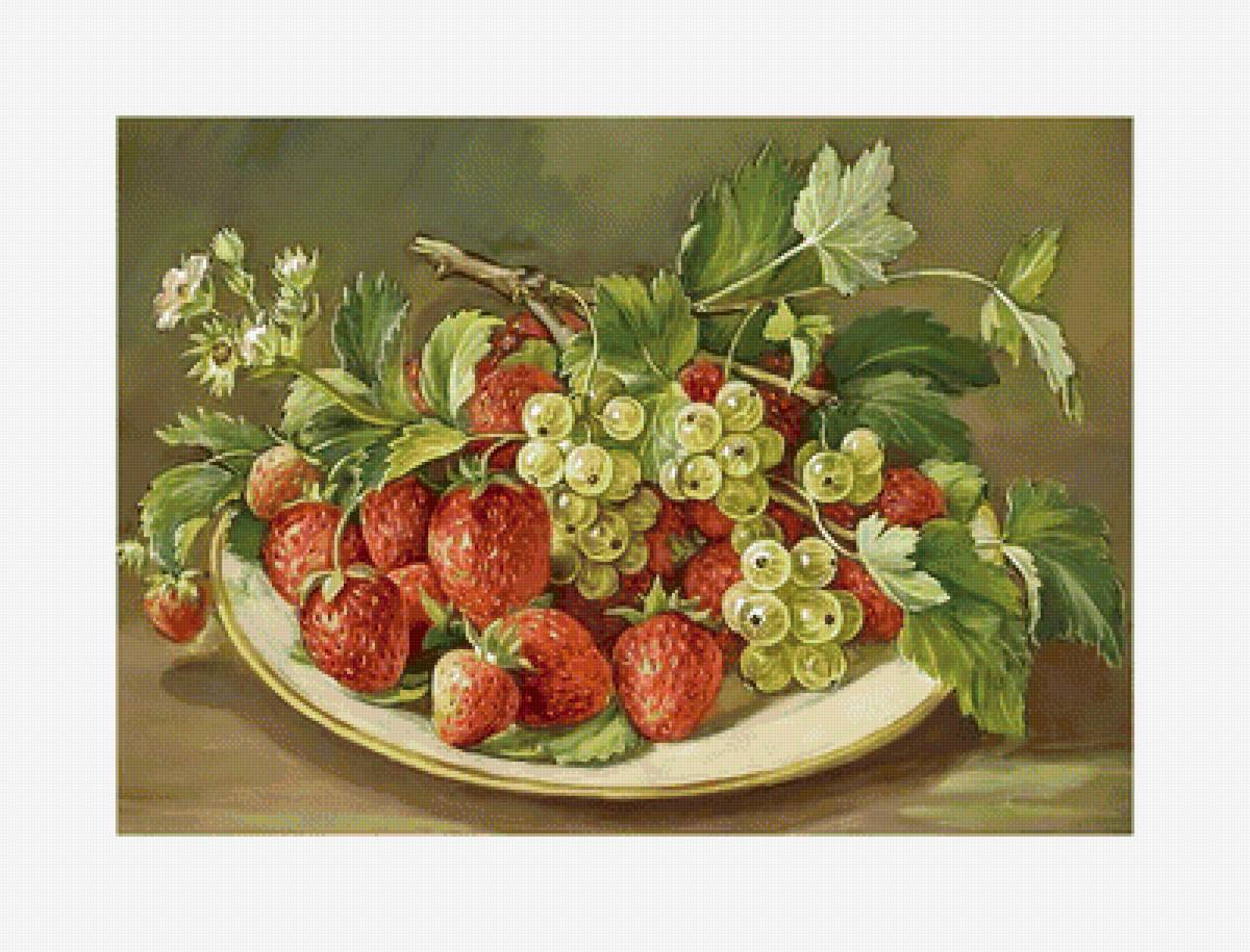 Ягодный натюрморт. - смородина, живопись, ягоды, клубника - предпросмотр