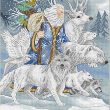 Оригинал схемы вышивки «Дед Мороз в лесу» (№2042623)