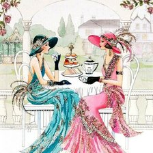 Схема вышивки «Дамы за чашечкой кофе»