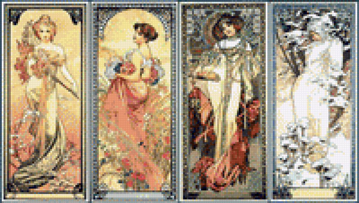 Сезоны - квартет, сезоны, образ, девушки, картина - предпросмотр