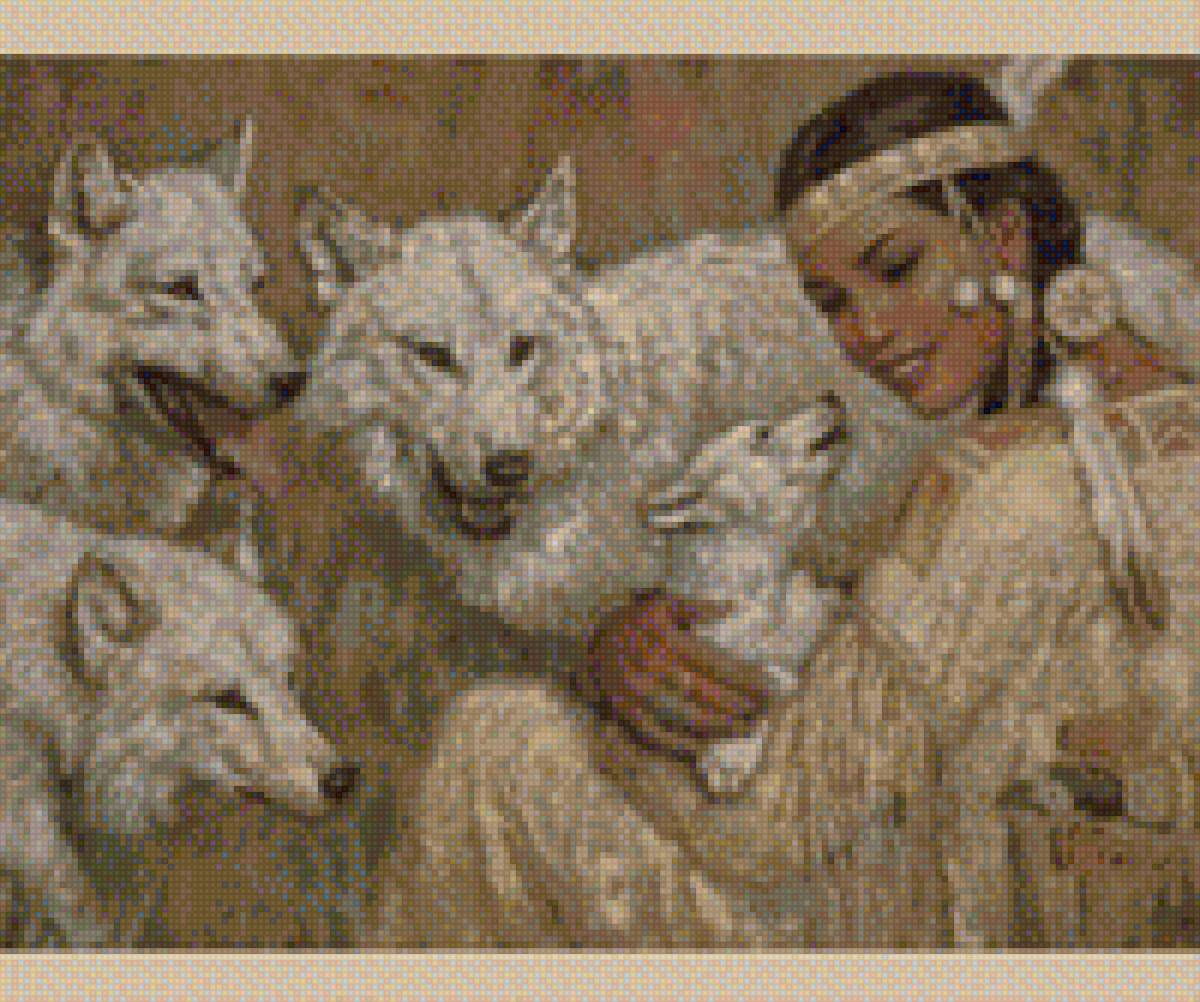 Идеанка и белые волки - америка, индеанцы, история, народ, картина, волки - предпросмотр