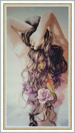 Волосы с цветами - картина, женщина, прическа, волосы, цветы, образ - оригинал