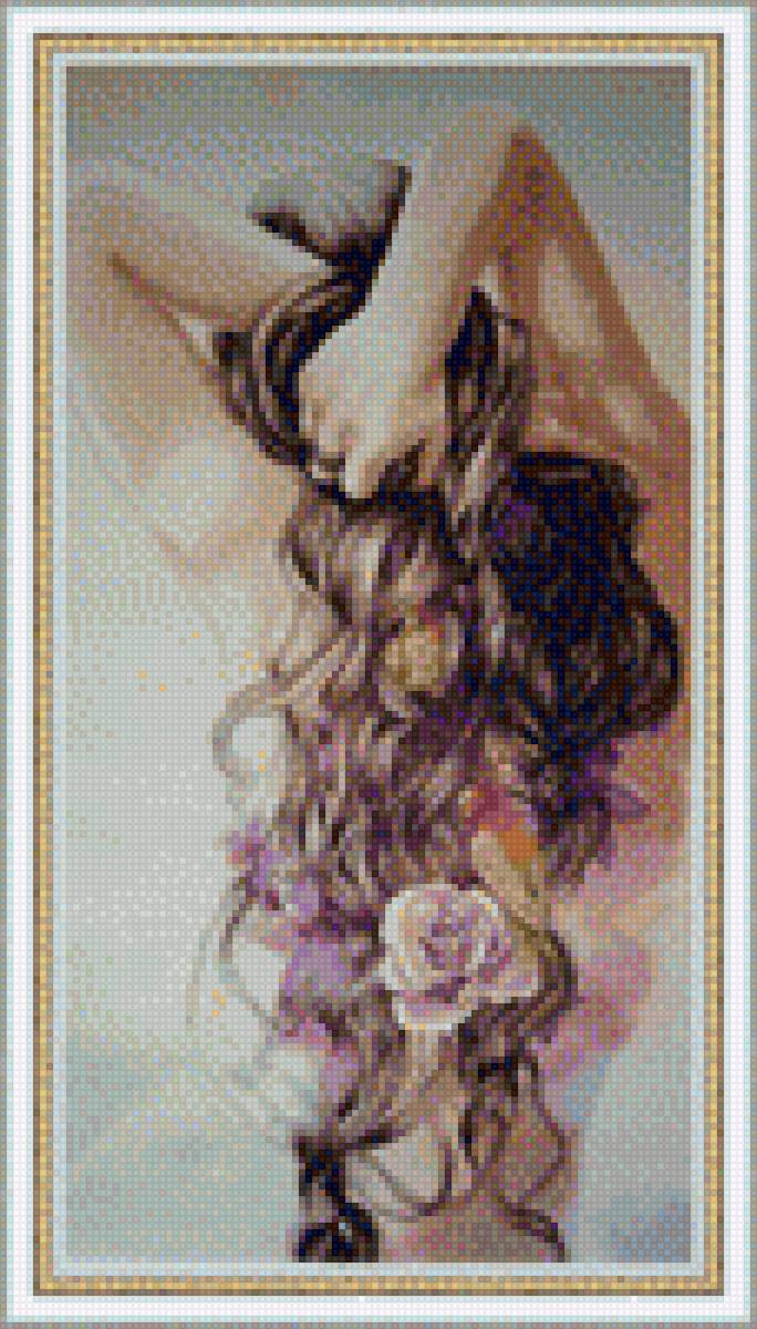 Волосы с цветами - женщина, цветы, картина, волосы, прическа, образ - предпросмотр