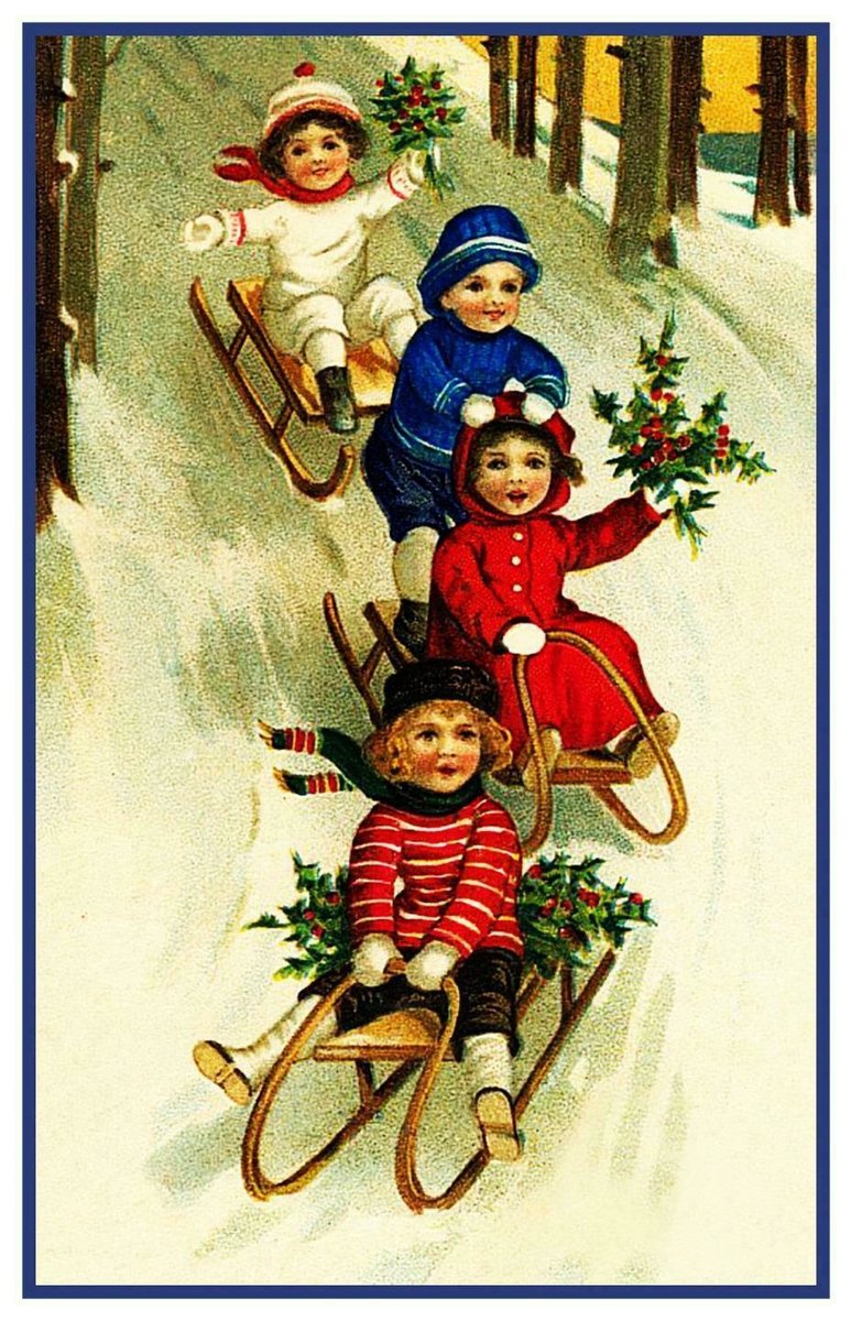 Каникулы зимние - санки. снег, игры, горка, каникулы, зима. дети, праздники - оригинал