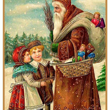 Оригинал схемы вышивки «Дед Мороз и дети» (№2043277)