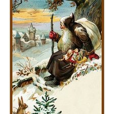 Оригинал схемы вышивки «Дед Мороз в лесу» (№2043279)