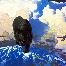 Черная пантера в облаках