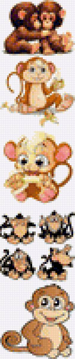 Обезьянки закладка - картинка, животное, обезьянка, закладка, линейка - предпросмотр