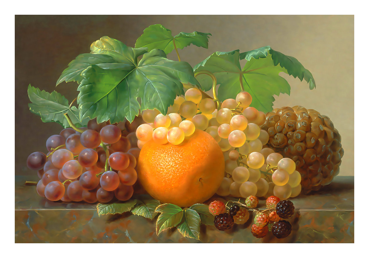 Натюрморт. - ягоды, фрукты, виноград, натюрморт, живопись - оригинал