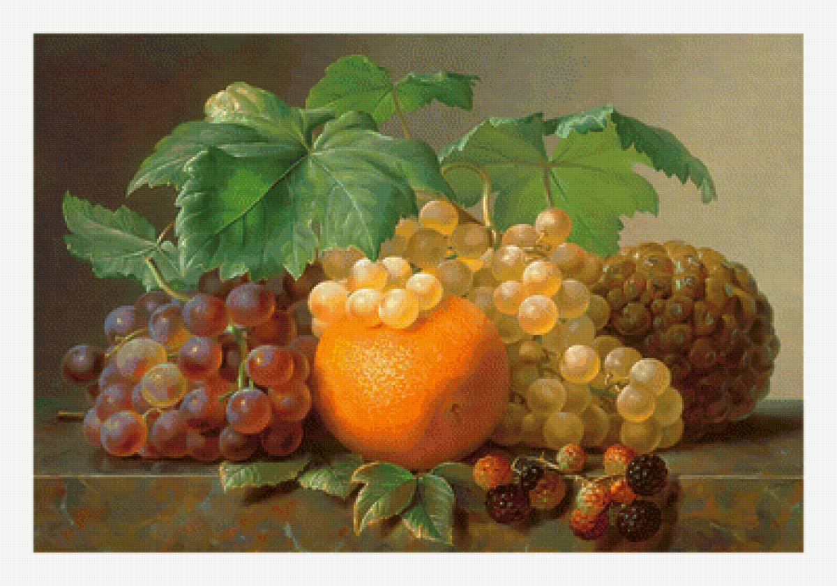 Натюрморт. - виноград, натюрморт, живопись, ягоды, фрукты - предпросмотр