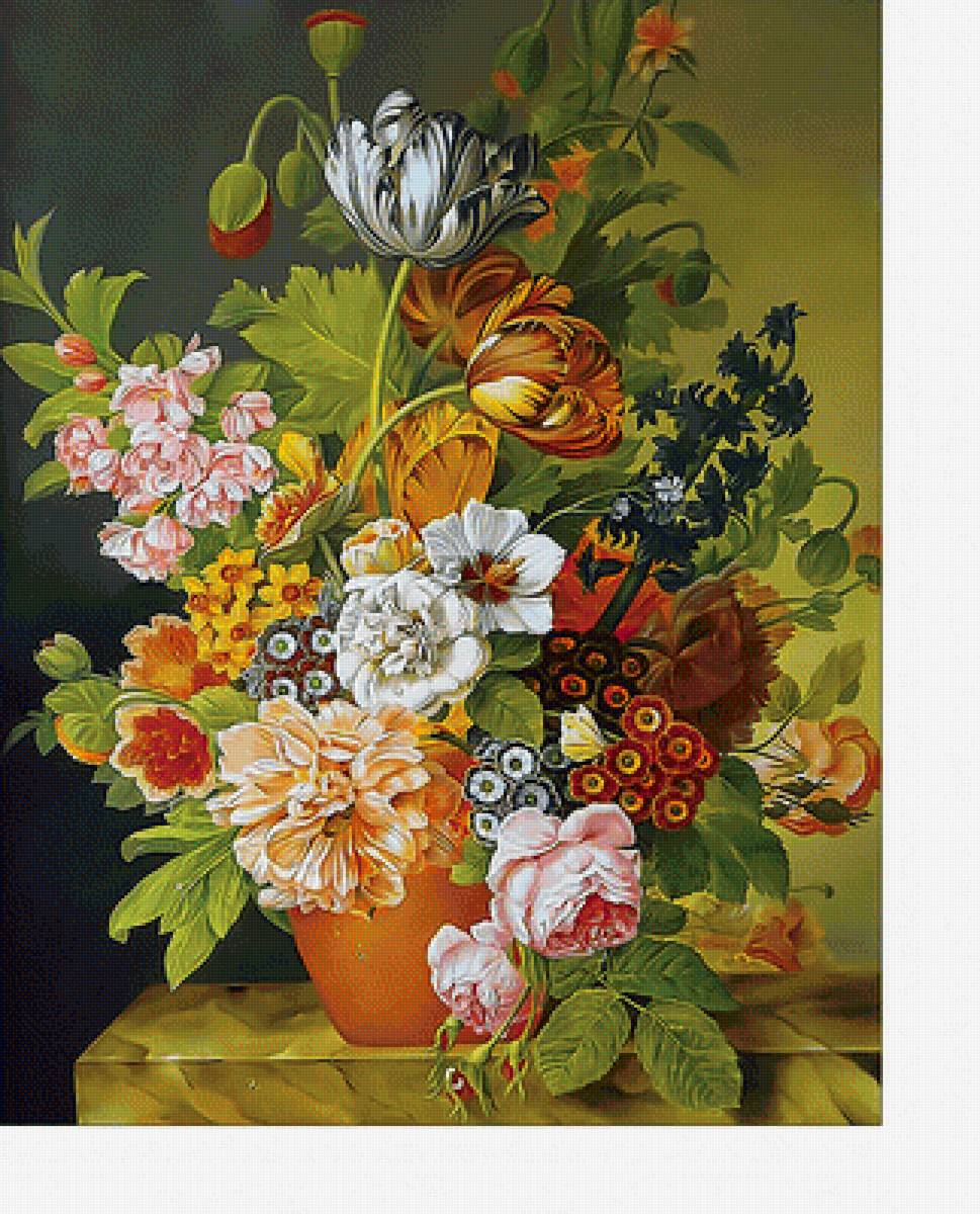 Натюрморт - цветы в вазе, цветы, букет - предпросмотр