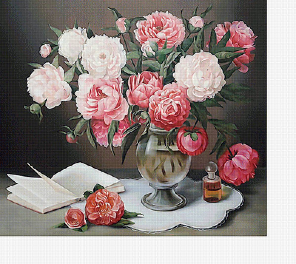 Букет - цветы в вазе, натюрморт, пионы, цветы - предпросмотр