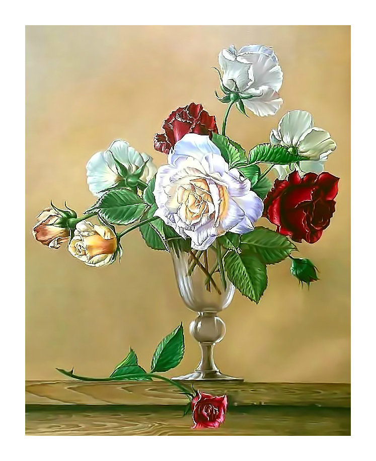 Розы. - живопись, букет, цветы, розы - оригинал