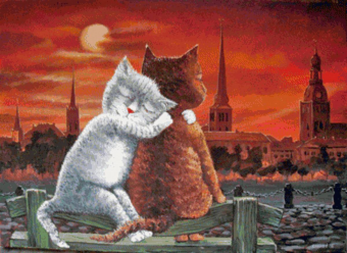 Романтичные коты живопись