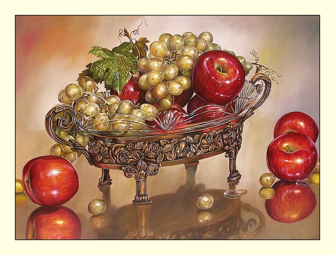 №2047010 - яблоки, виноград, фрукты, натюрморт - оригинал