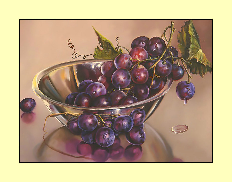 Натюрморт с виноградом. - натюрморт, живопись, ягоды, виноград - оригинал