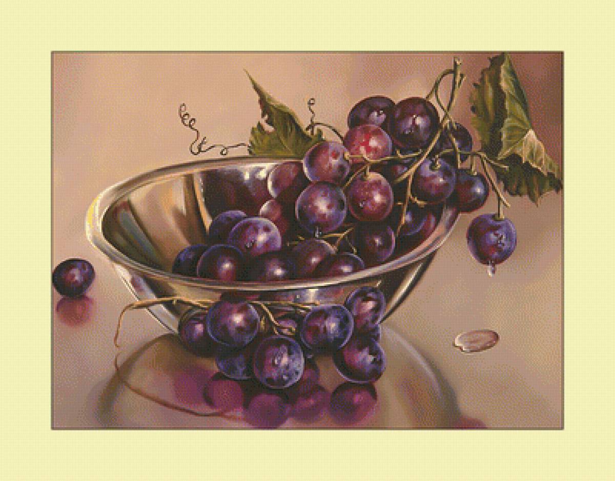 Натюрморт с виноградом. - живопись, натюрморт, виноград, ягоды - предпросмотр