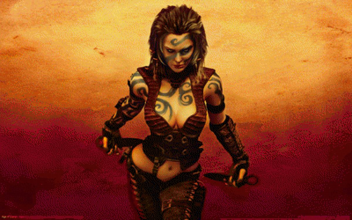 Кубоид1 - стимпанк, гунны, девушка, воин - предпросмотр