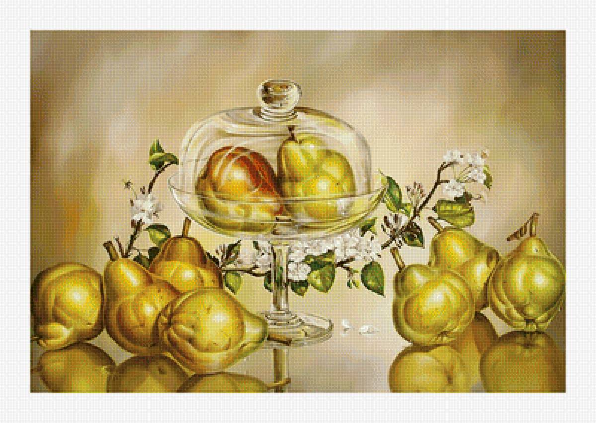 Грушевый натюрморт. - фрукты, натюрморт, груши, живопись, цветы - предпросмотр