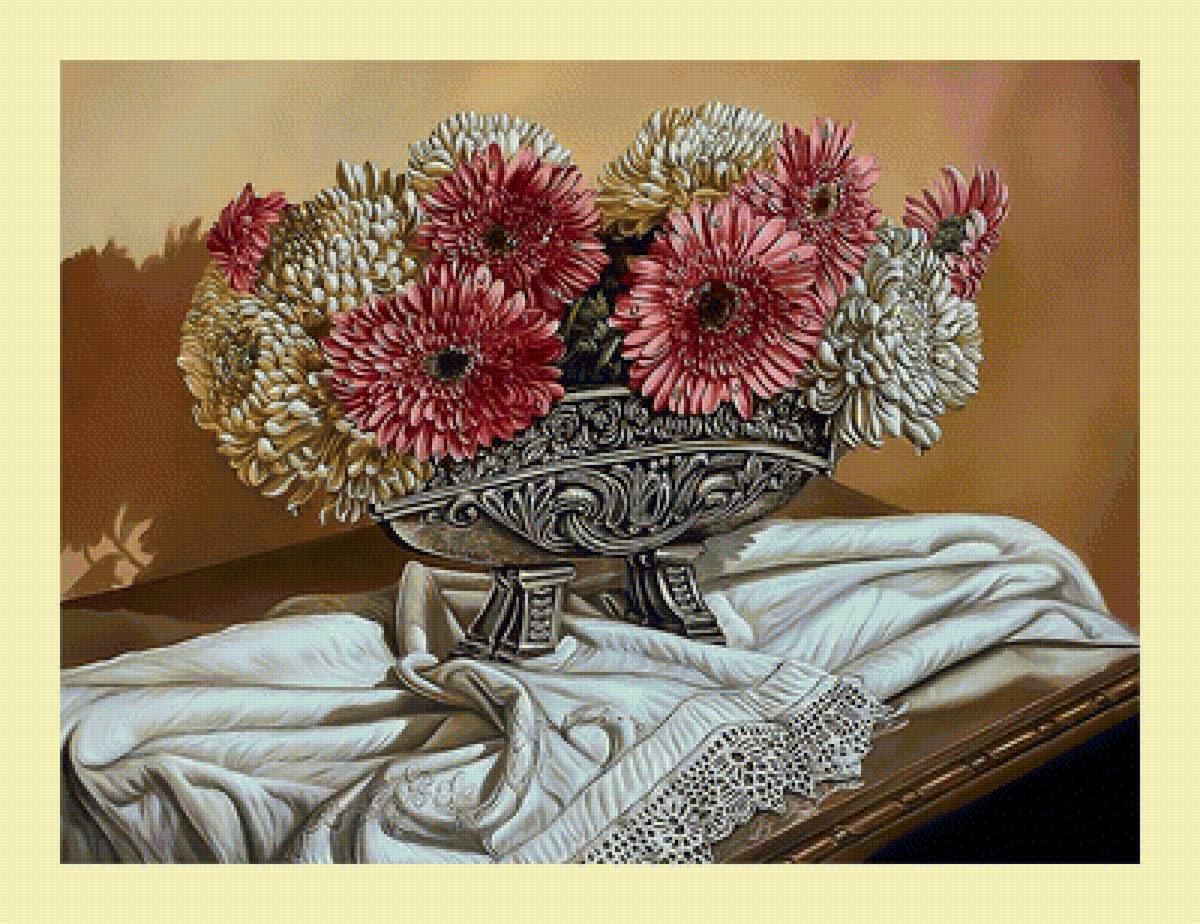 Хризантемы. - живопись, букет, хризантемы, цветы - предпросмотр