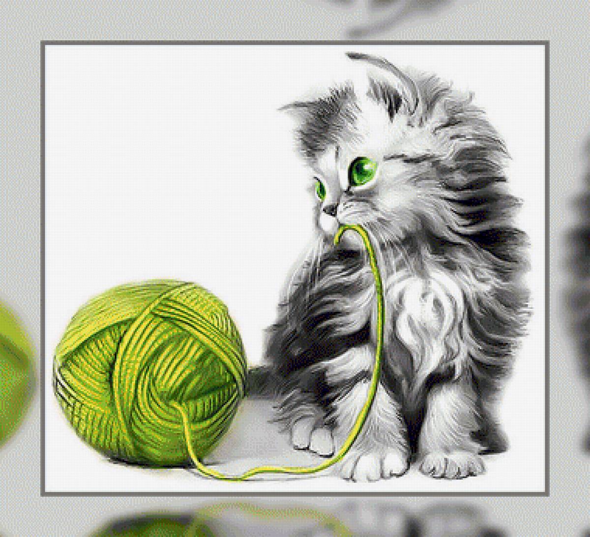 z zieloną włóczką - кот - предпросмотр