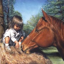 Схема вышивки «девочка и лошадь»
