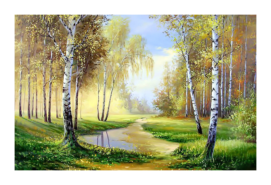 Пейзаж с берёзами. - пейзаж, живопись, природа, березы - оригинал