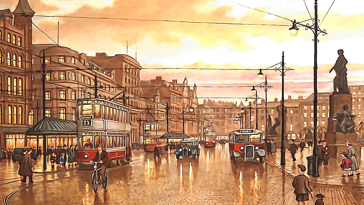 старый Лондон - городской пейзаж, люди, вечер, старый город, улица, лондон - оригинал