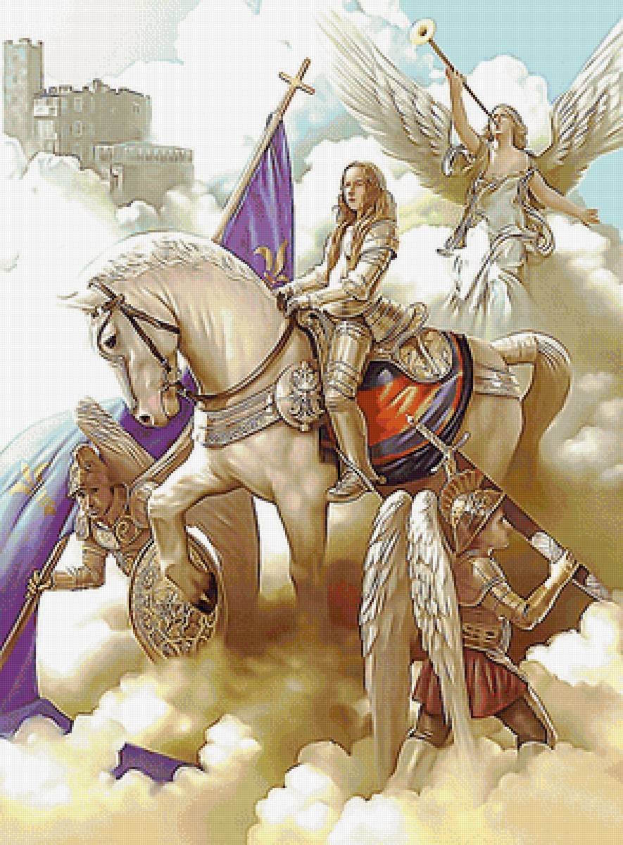 Жанна д'Арк - ангелы, жанна д'арк, девушка, лошадь - предпросмотр