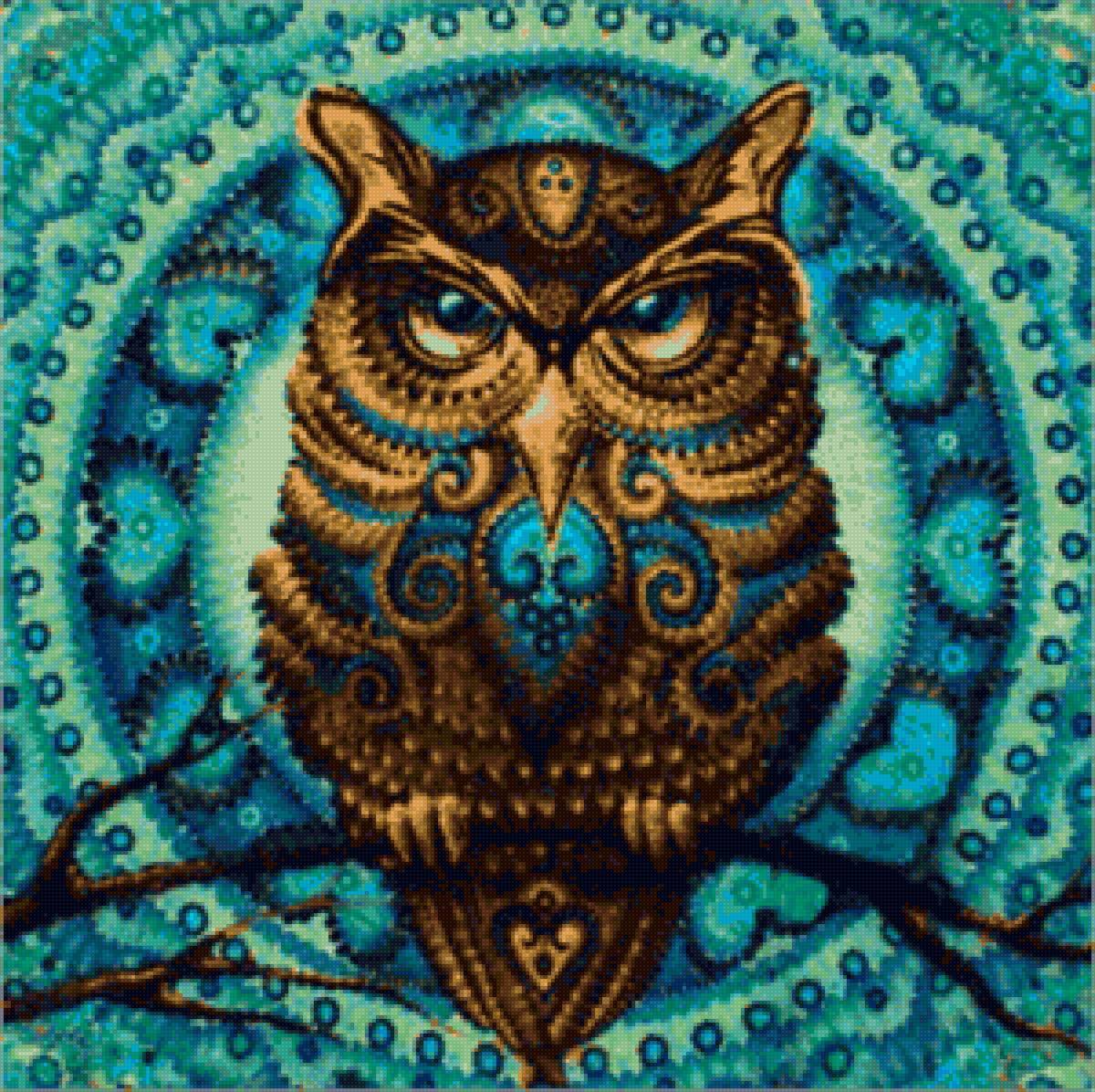 Сова - сова, мандала - предпросмотр