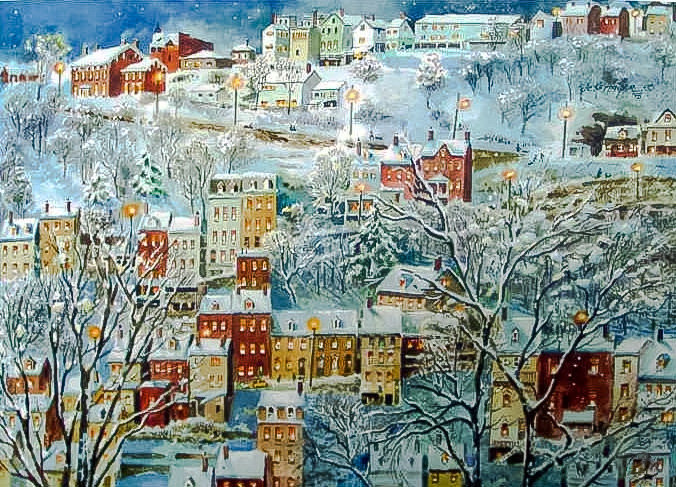 One Wintry Night. - jess hager paintings.snowscapes. - оригинал